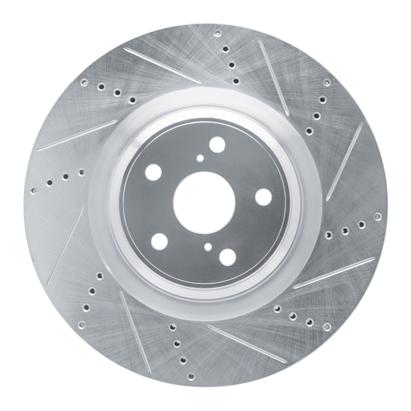 Lexus LS460 Brake Rotor (1) - Right Front - R1 Concepts - Drilled & Slotted - Silver - `10-`17